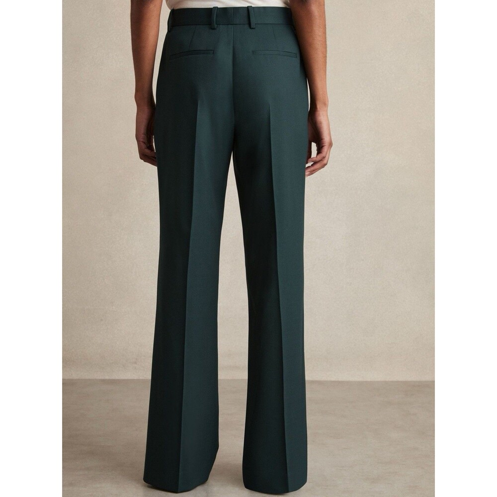 NEW Reiss Jade Wool Blend Wide Leg Suit Trousers Size 2 Pants in Green Designer - Picture 2 of 10